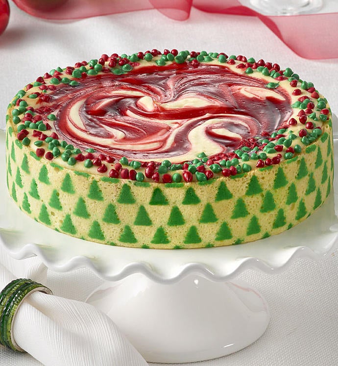 Junior's® Christmas Strawberry Swirl Cheesecake