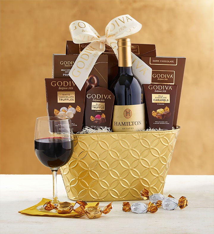 Godiva Decadence Gift Basket with Cabernet Wine