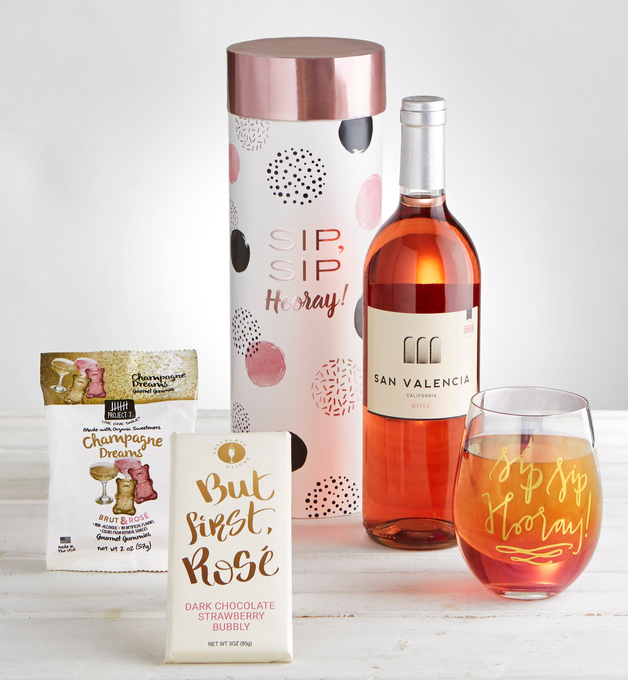 Sip Sip Hooray Rosé Wine & Glass Gift Set